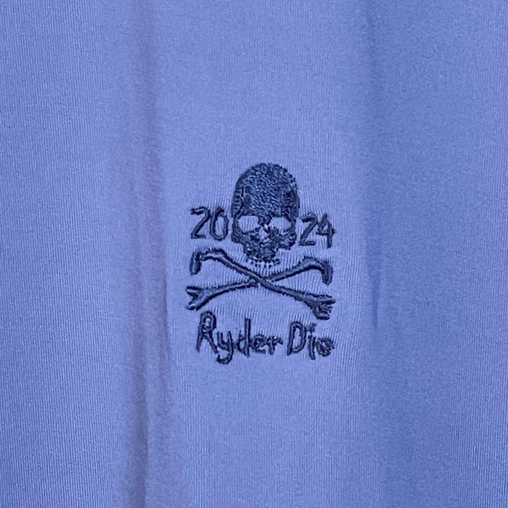 Greyson Men's XL Periwinkle Blue Short Sleeve Golf Polo Shirt Skull Ryder Die - Picture 7 of 8